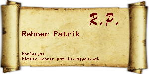 Rehner Patrik névjegykártya